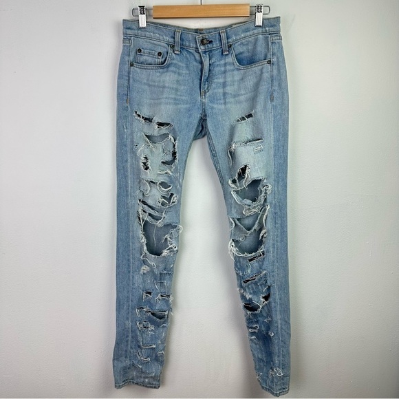 Rag & Bone The Dre Size 25 Boyfriend Ripped Distressed Jeans - Picture 1 of 8